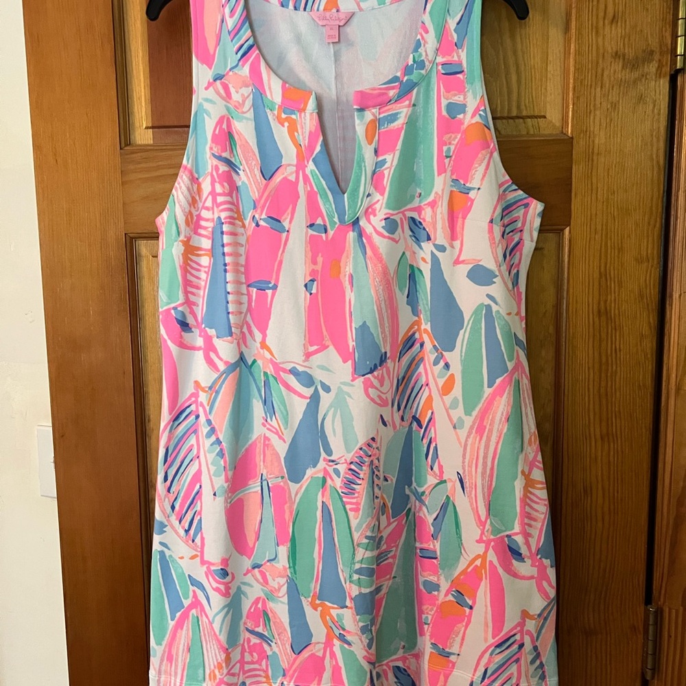 Lilly Pulitzer Sleeveless Shift Dress in Pink, Aqua, Coral & White